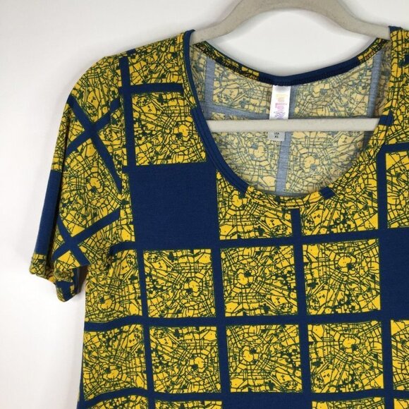 Lularoe Perfect T Shirt Yellow Blue - Picture 4 of 7
